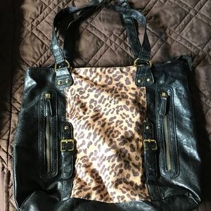 Black & Leopard Print Christian Siriano Tote